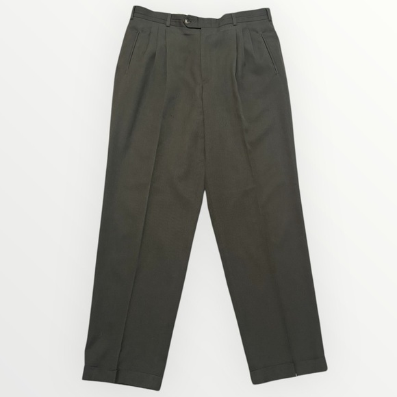 Yves Saint Laurent YSL Green Wool Blend Dress Pants Slacks 36 x 32 Designer Work